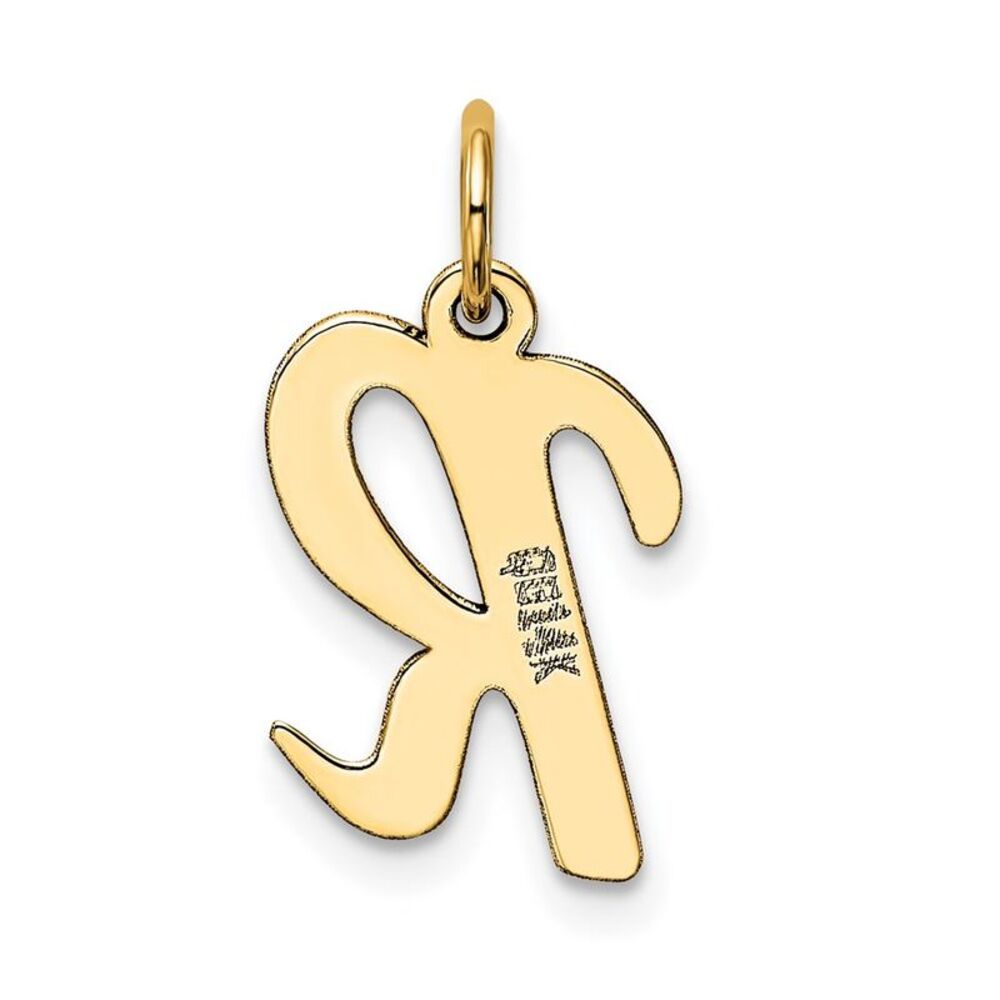 14k Yellow Gold, Madison Collection, Medium Script Initial R Pendant - Picture 3 of 5